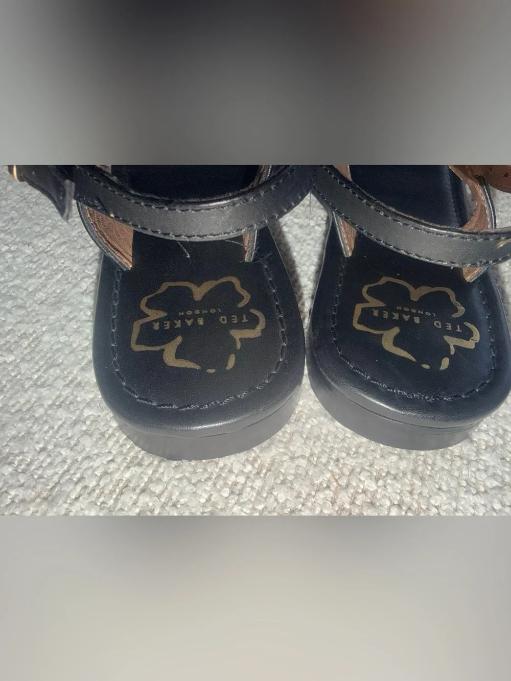 Ted Baker Black Leather Buckle Toe-Loop Sandals